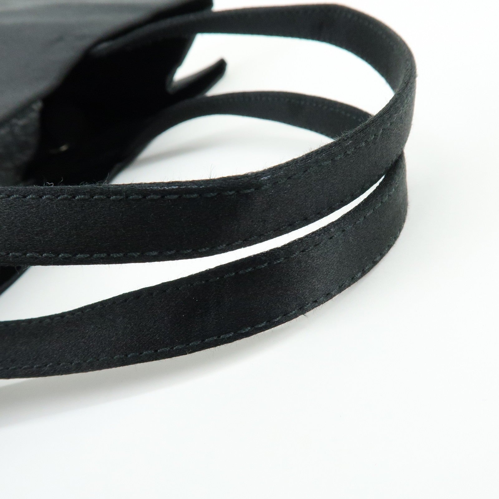 Prada Triangle Logo Tote Hand Bag - Black, Satin