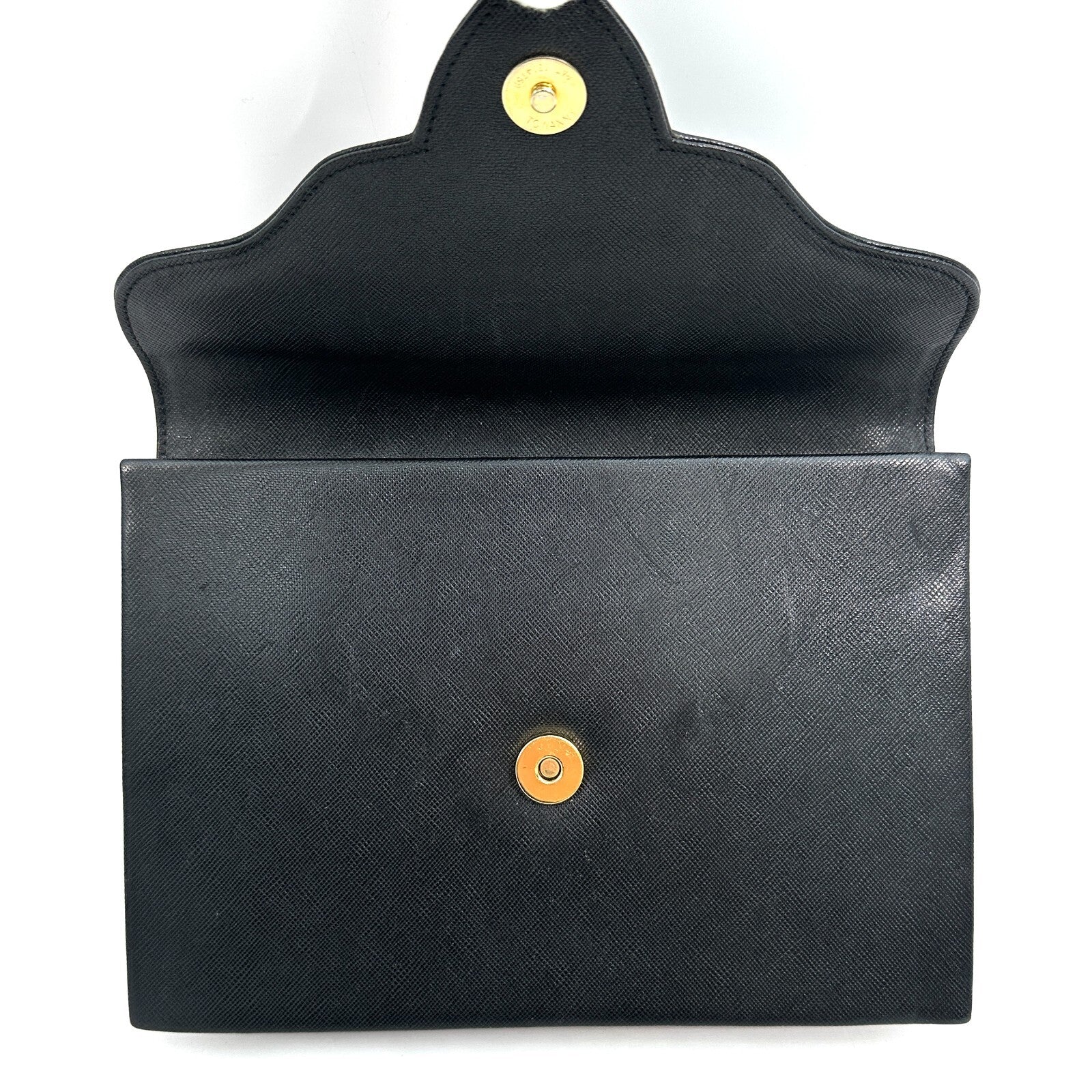 Saint Laurent Yves Clutch Hand Bag - Black, Leather
