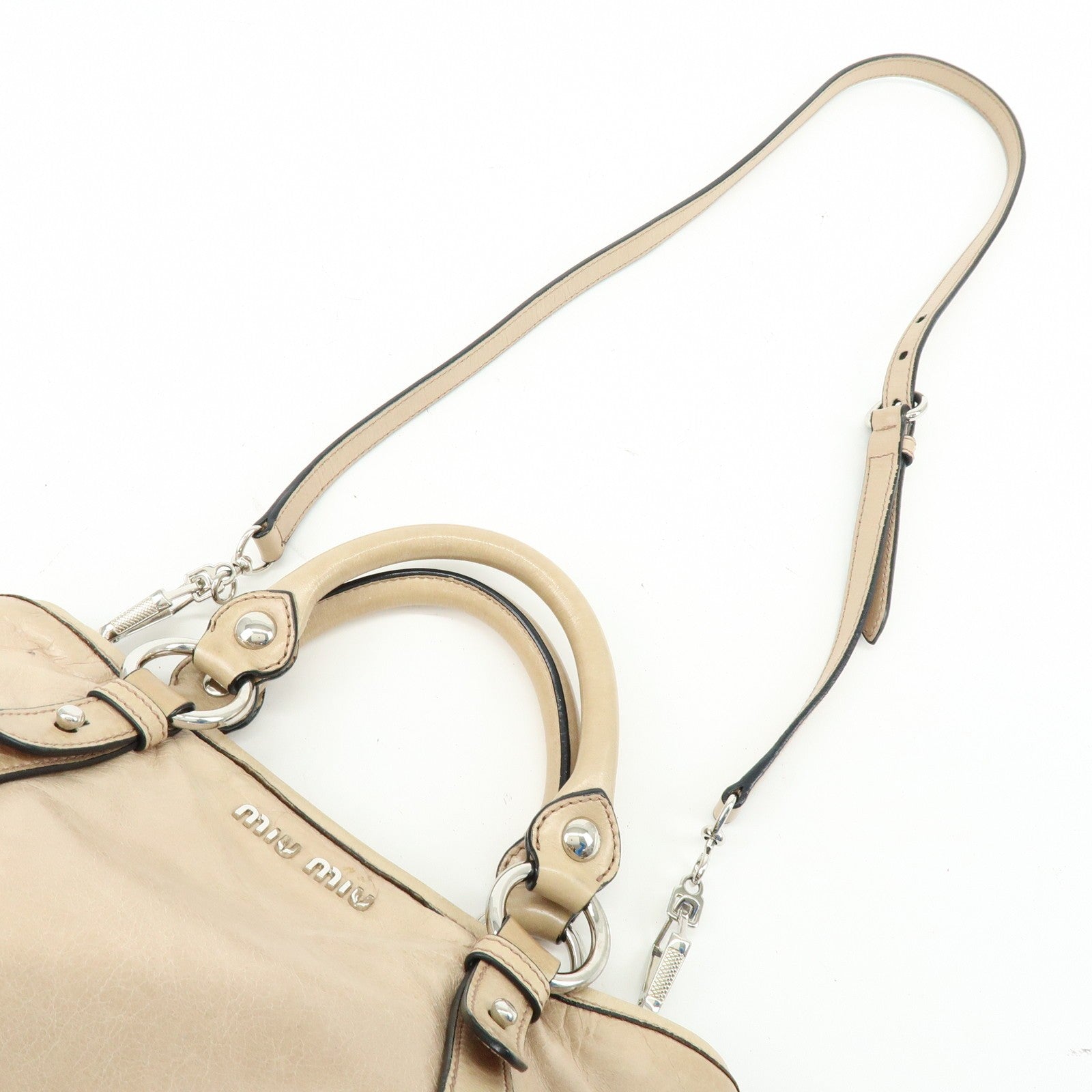 Miu Miu Hand Bag - Beige, Leather 