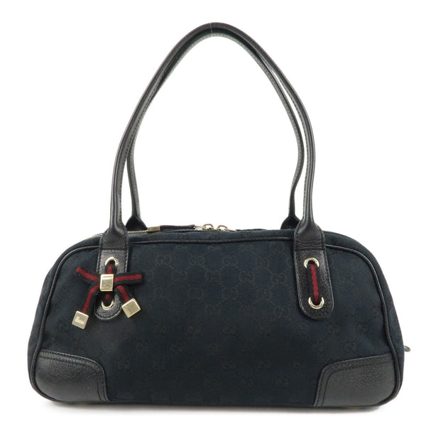 GUCCI Princy GG Canvas Leather Mini Boston Bag - Black, GG Canvas, Leather