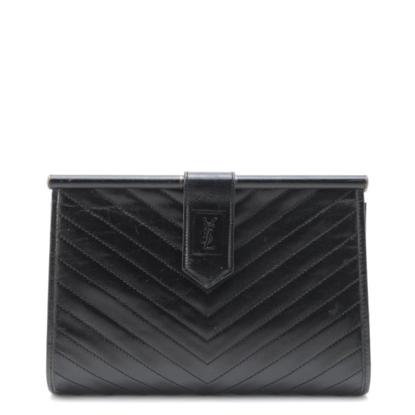 Saint Laurent Yves Saint-Laurent Clutch Bag - Black, Leather 