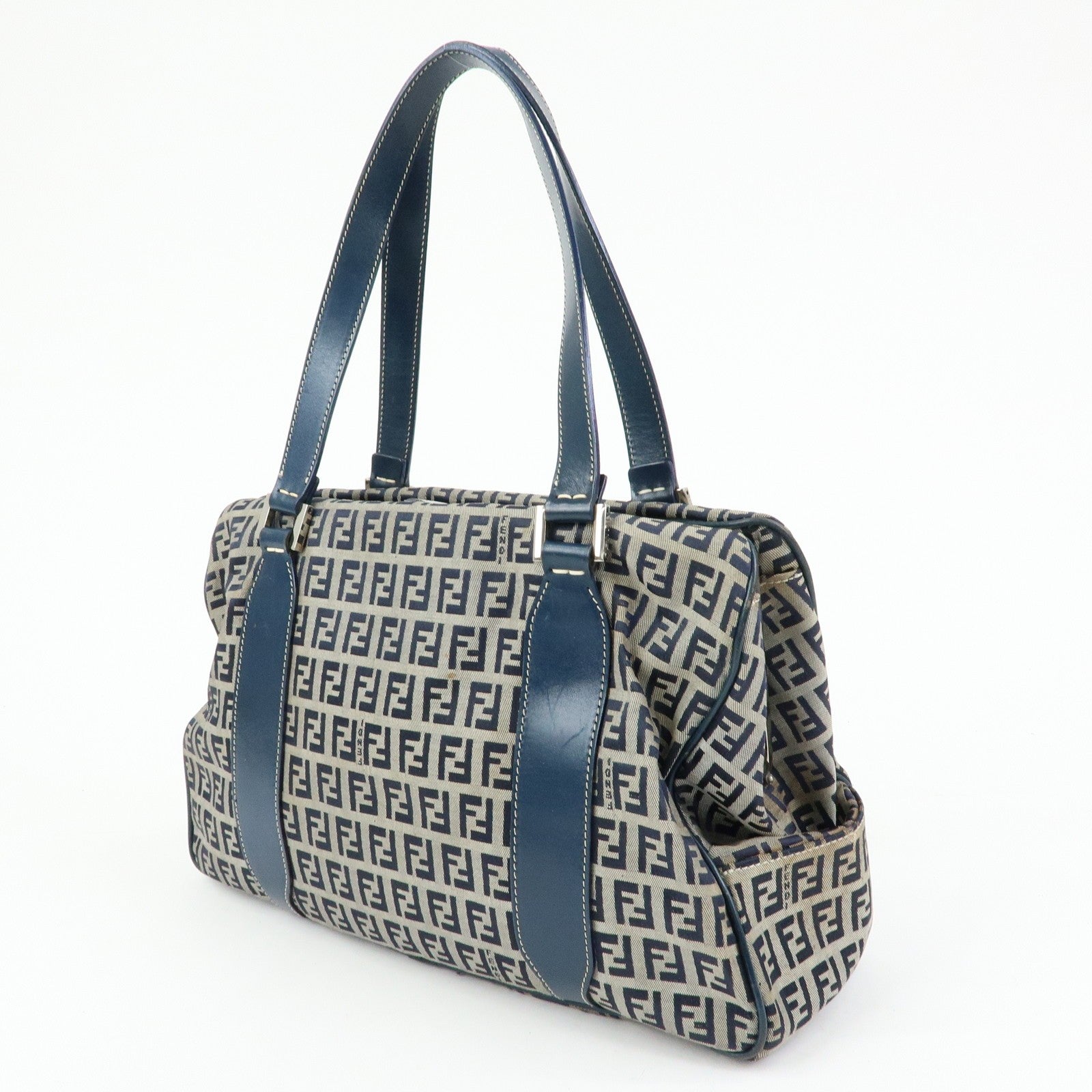 Fendi Zucchino Tote Bag - Navy, Canvas and Leather