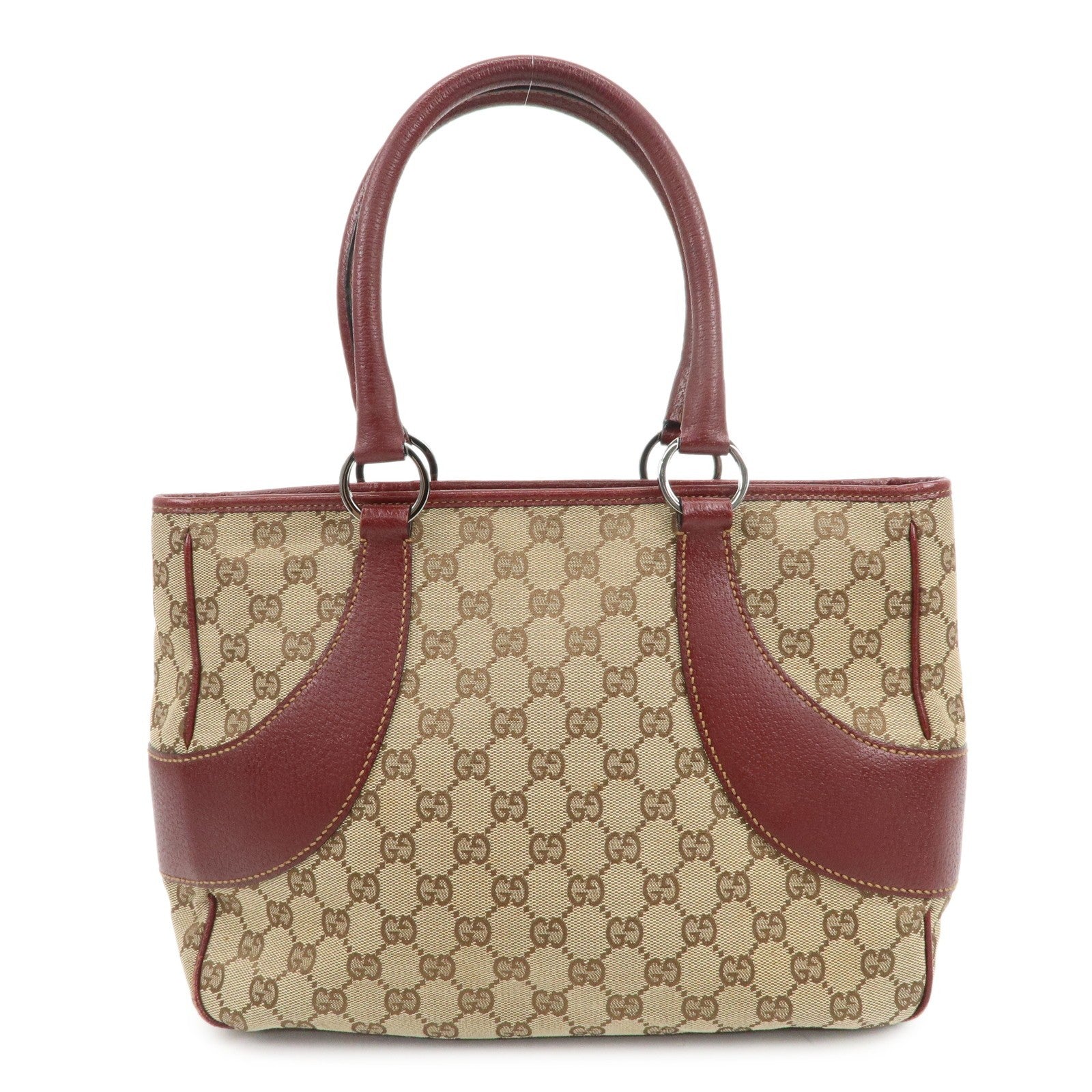 Gucci Tote Bag - Beige Bordeaux, GG Canvas Leather 