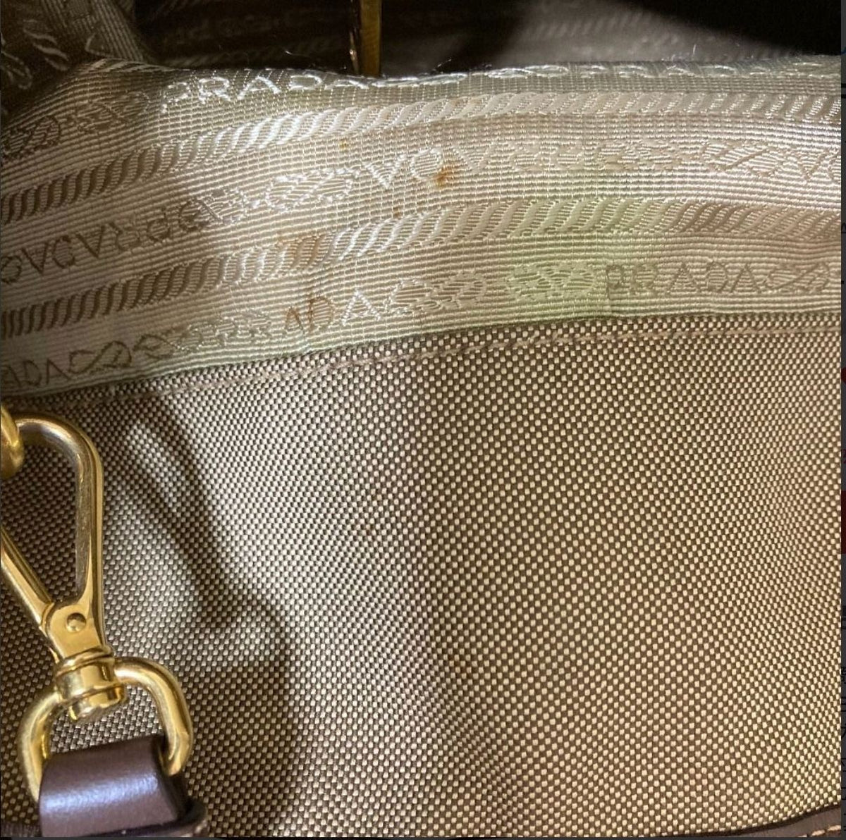 Prada Triangle Logo Tote Bag - Brown, Canvas