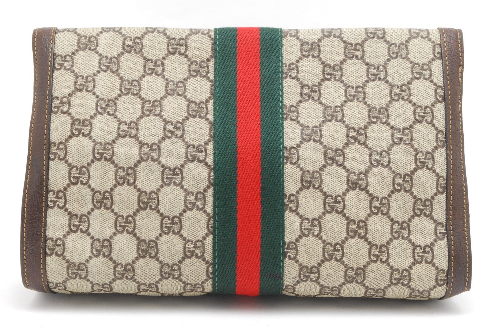 Gucci GG Supreme Web Clutch - Beige, PVC