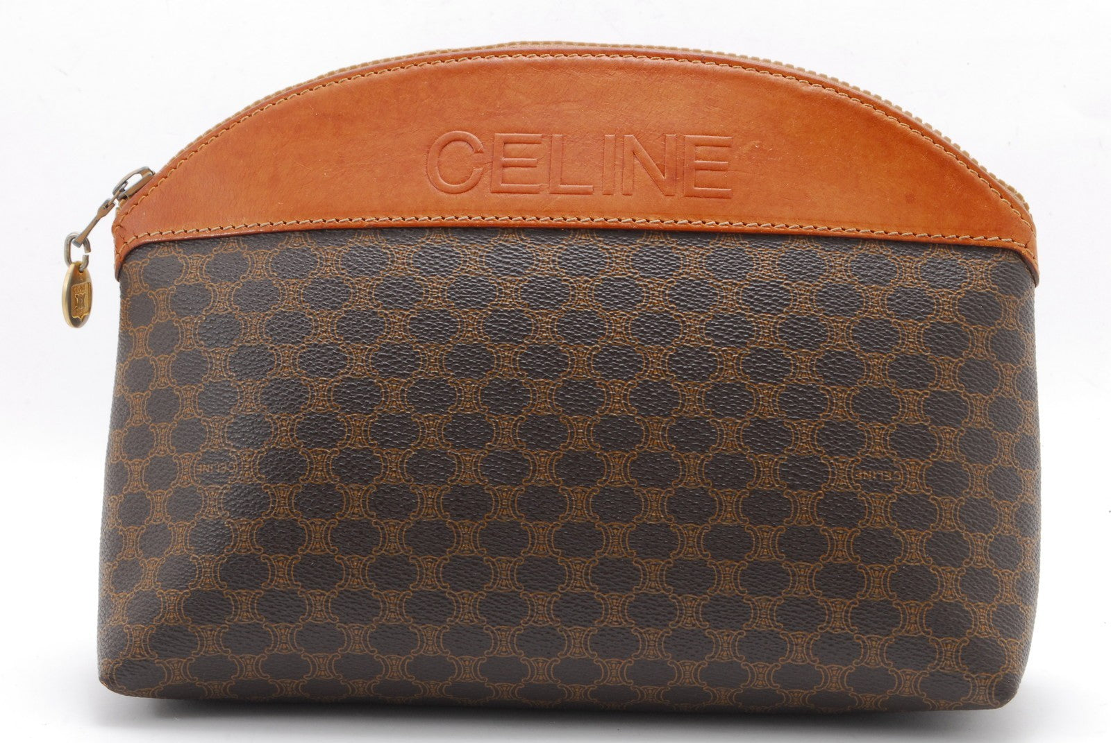 Celine C Charm Clutch Hand Bag - Beige Brown, PVC Leather