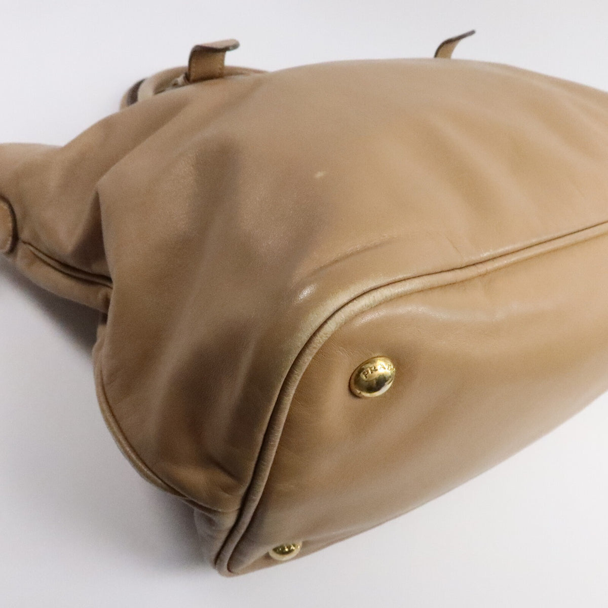 Prada GHW 2 Way Shoulder Bag - Beige, Calfskin Leather