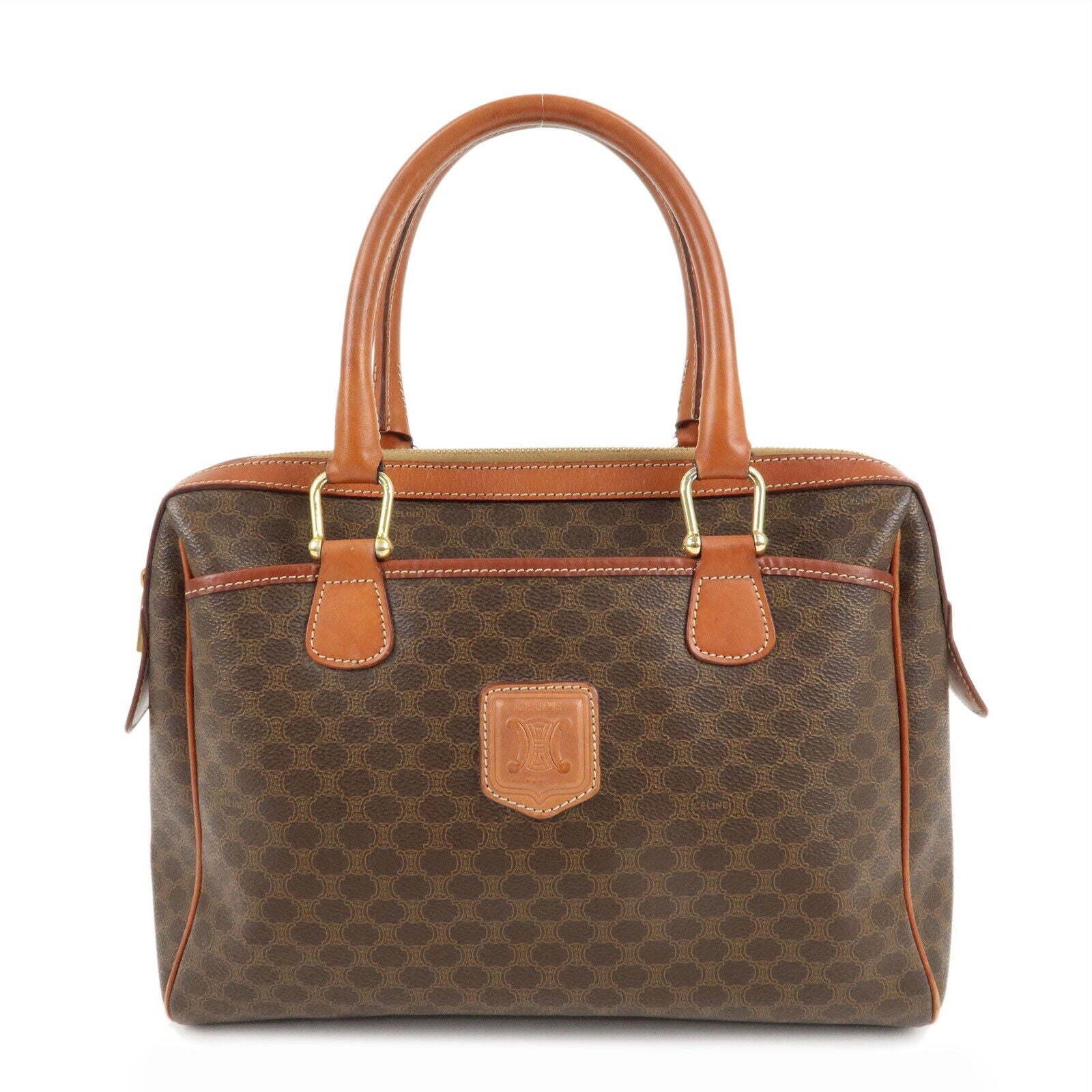 Celine Macadam PVC Leather Boston Bag - Brown, PVC, Leather