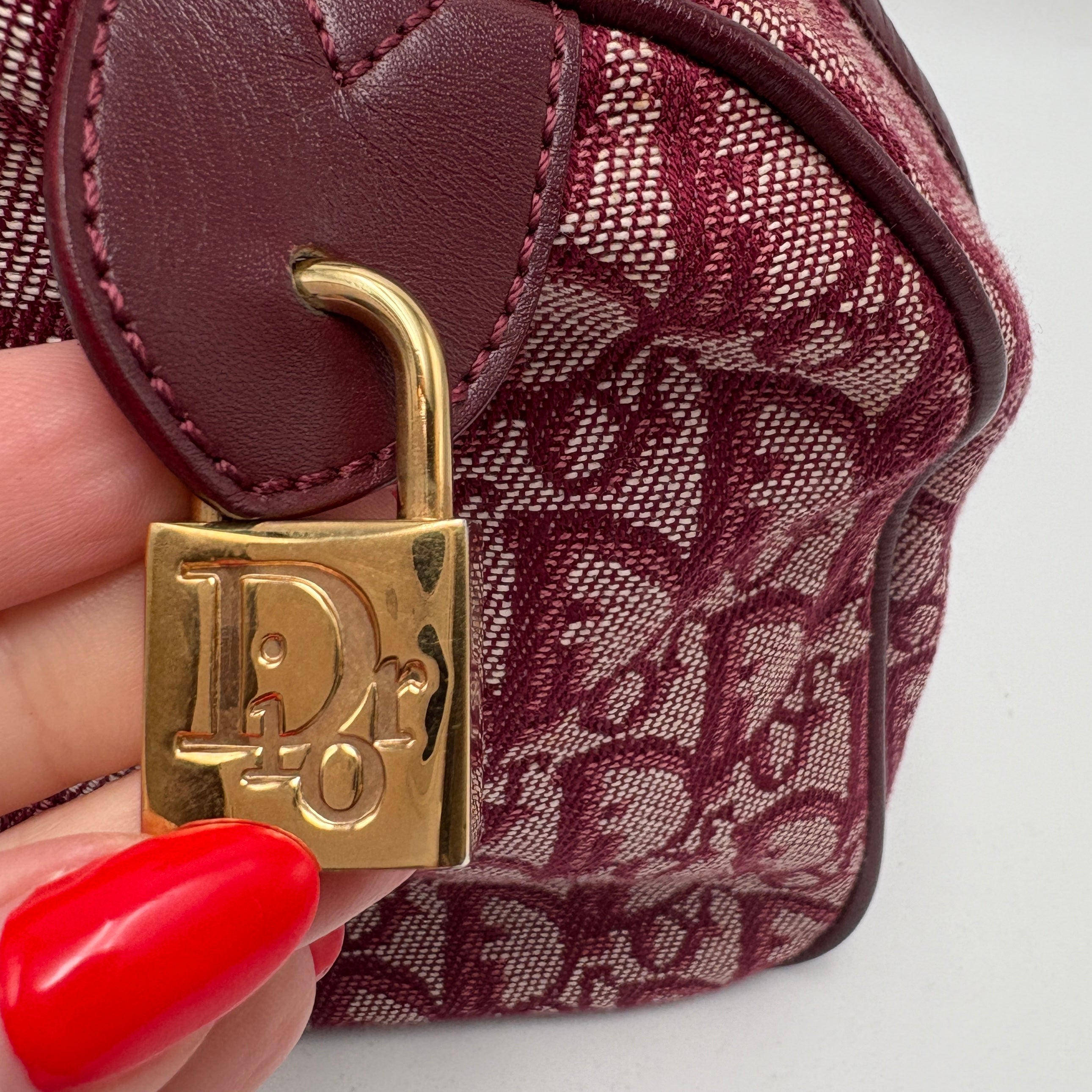 Dior Trotter Boston burgundy bag