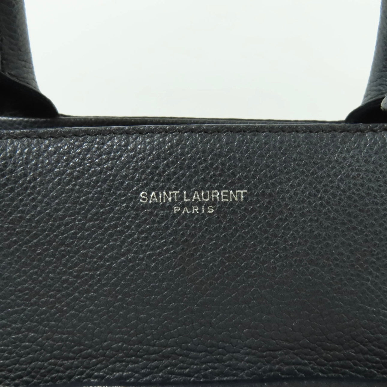 SAINT LAURENT YSL Cabas Rive Gauche 2way Shoulder Bag Calfskin Leather Black