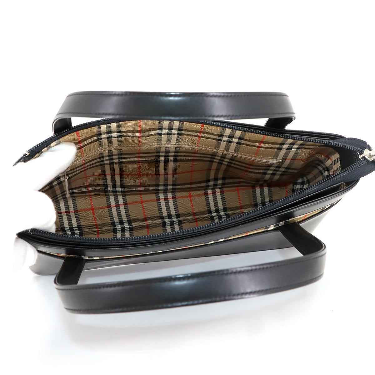 Burberry Hand Bag - Black, Leather and Canvas