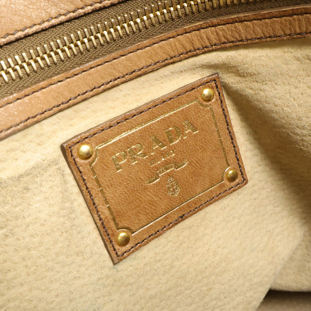 Prada Cervo Shine Bauletto Shoulder Bag - Brown, Deerskin Leather