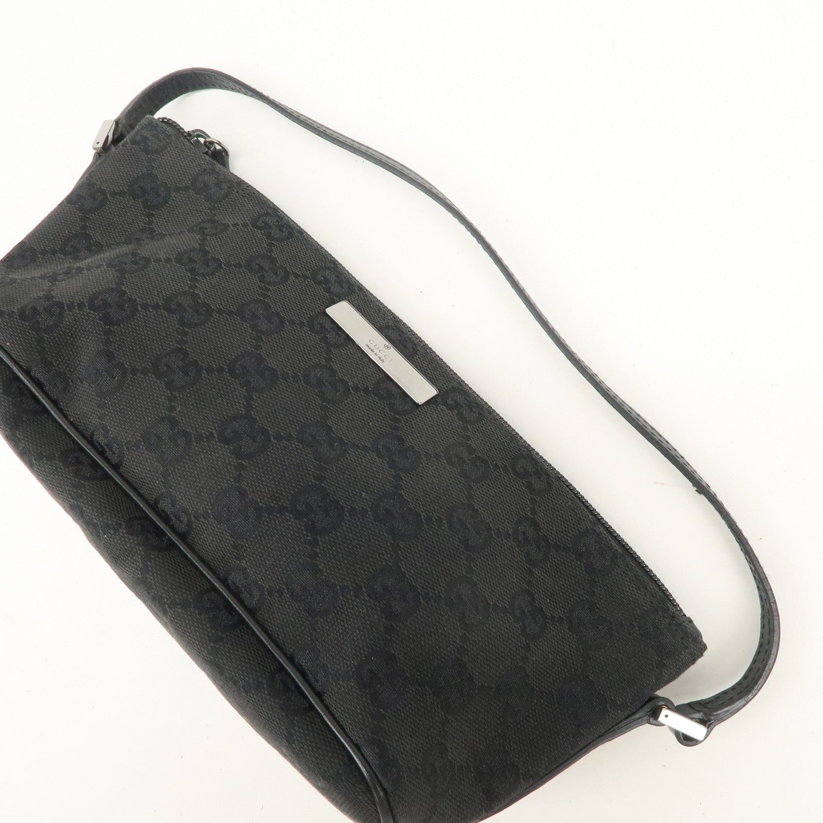 Gucci Boat Bag Hand Bag - Black, GG Canvas Leather 