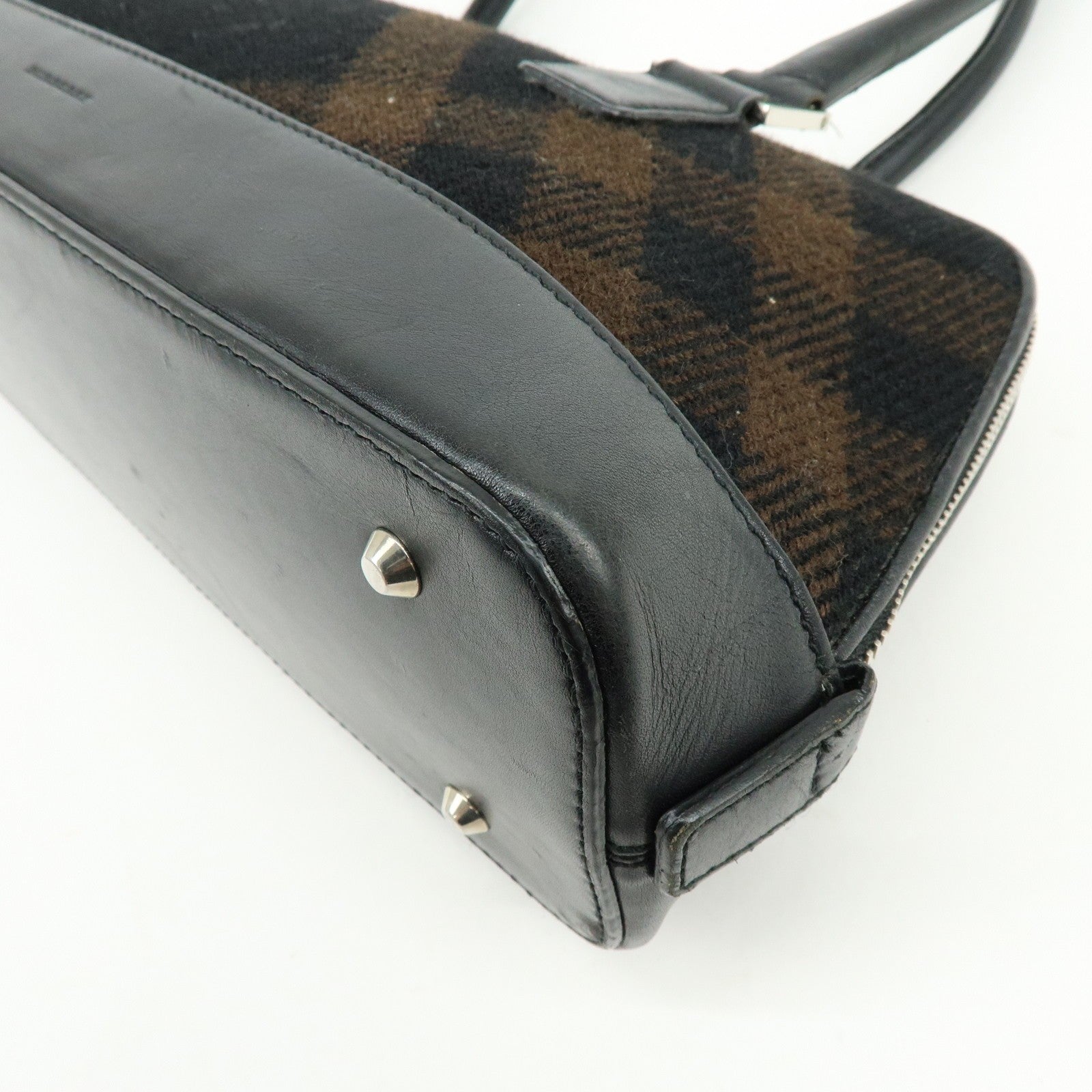 Burberry Shoulder Hand Bag - Black Brown, Canvas Leather