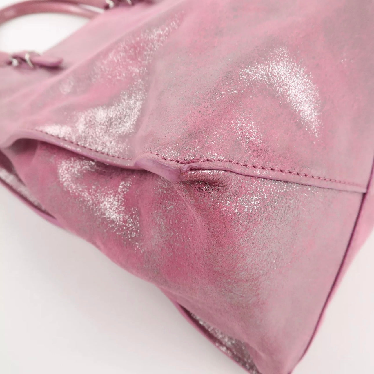 The Paper Leather Tote Bag Metallic Pink