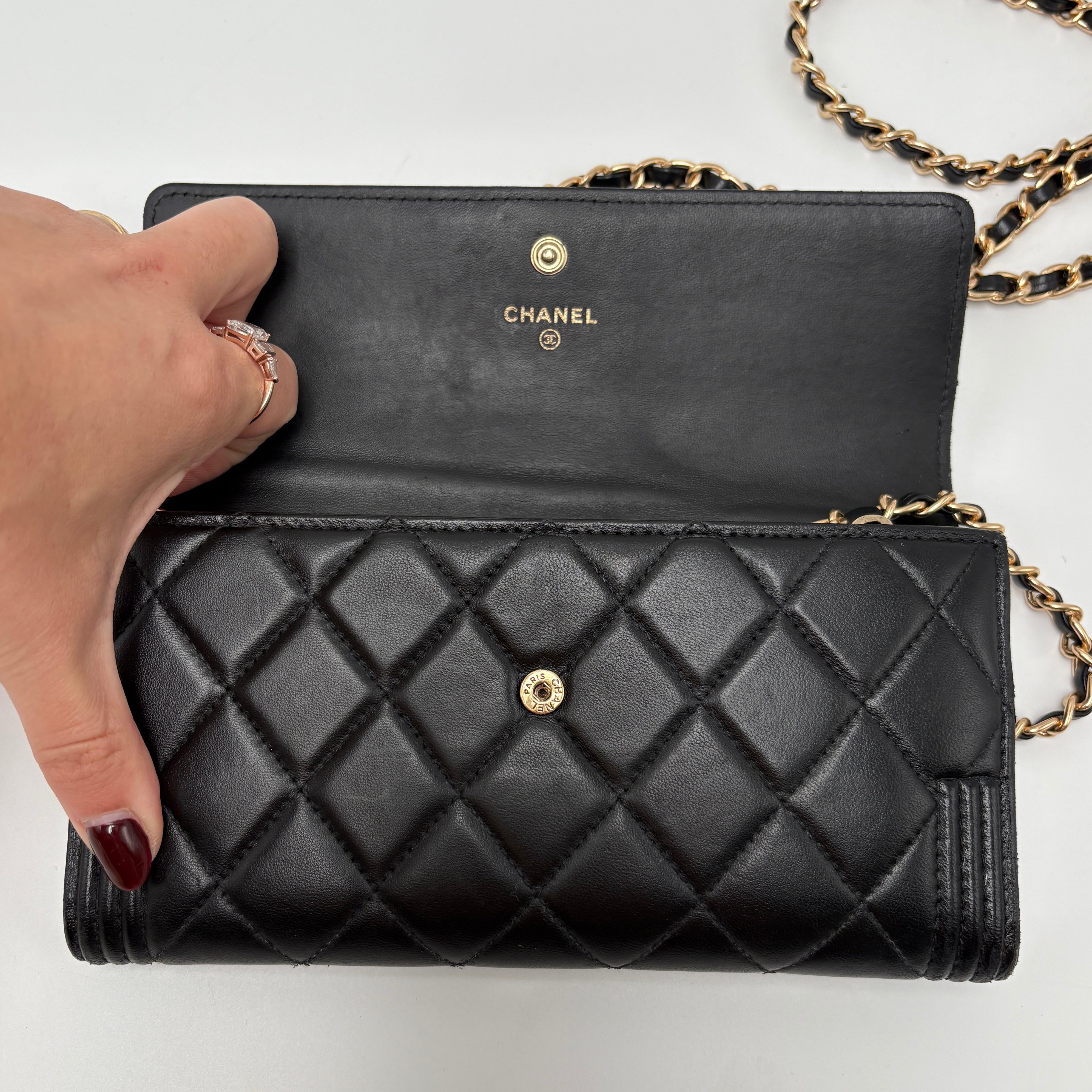 Chanel Boy Matelasse Flap long Wallet Lambskin