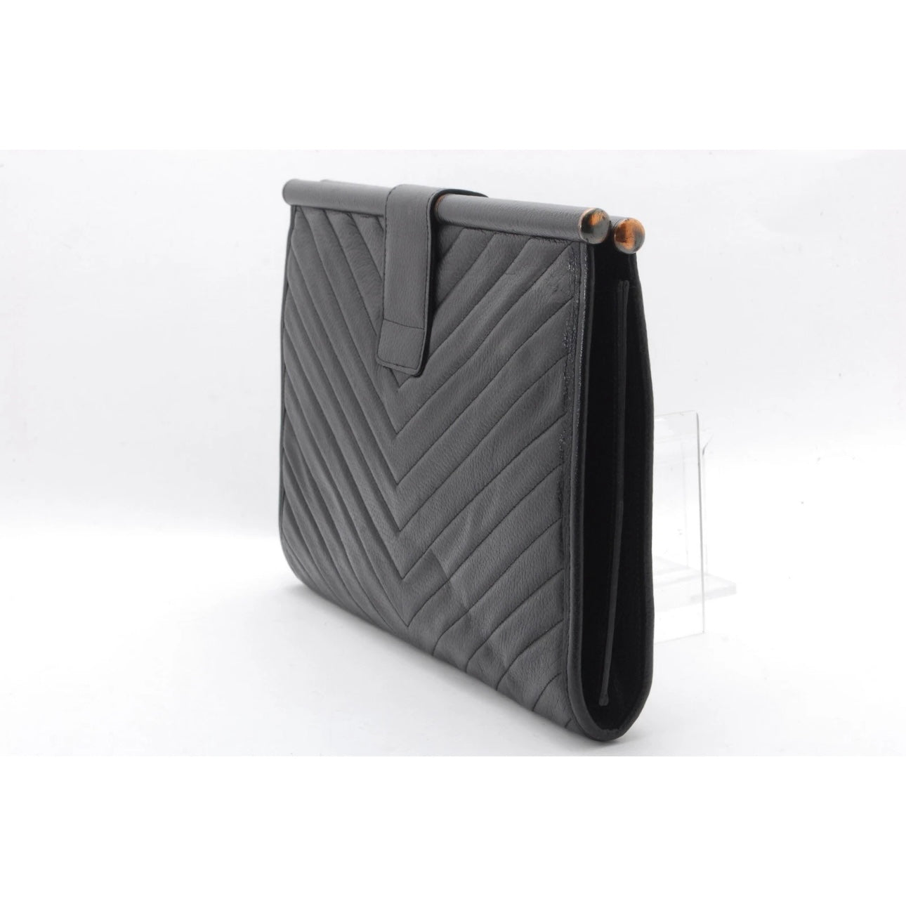 Saint Laurent black leather clutch