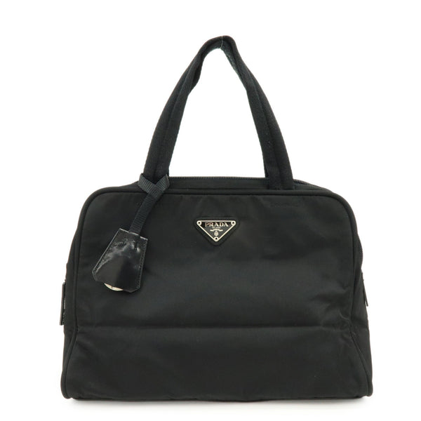 Prada Triangle Logo Hand Bag - Black, Nylon and Leather