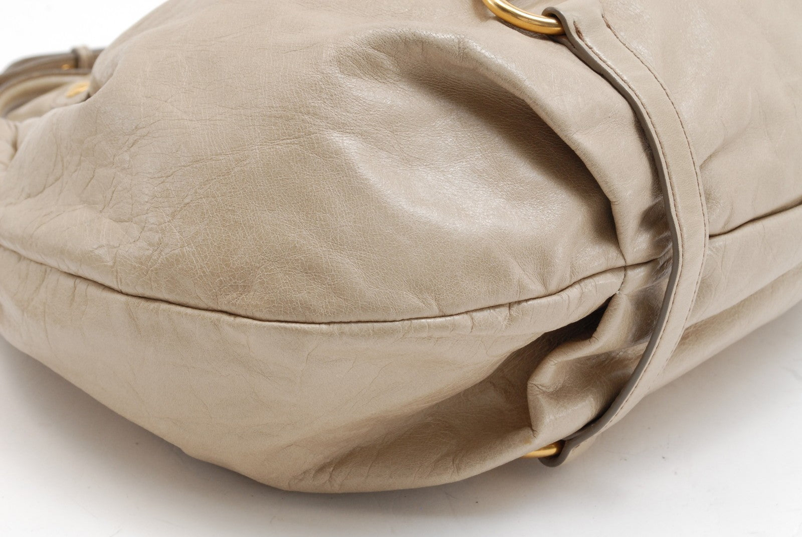 Miu Miu Vitello Lux 2Way Shoulder Tote Bag - Beige, Leather