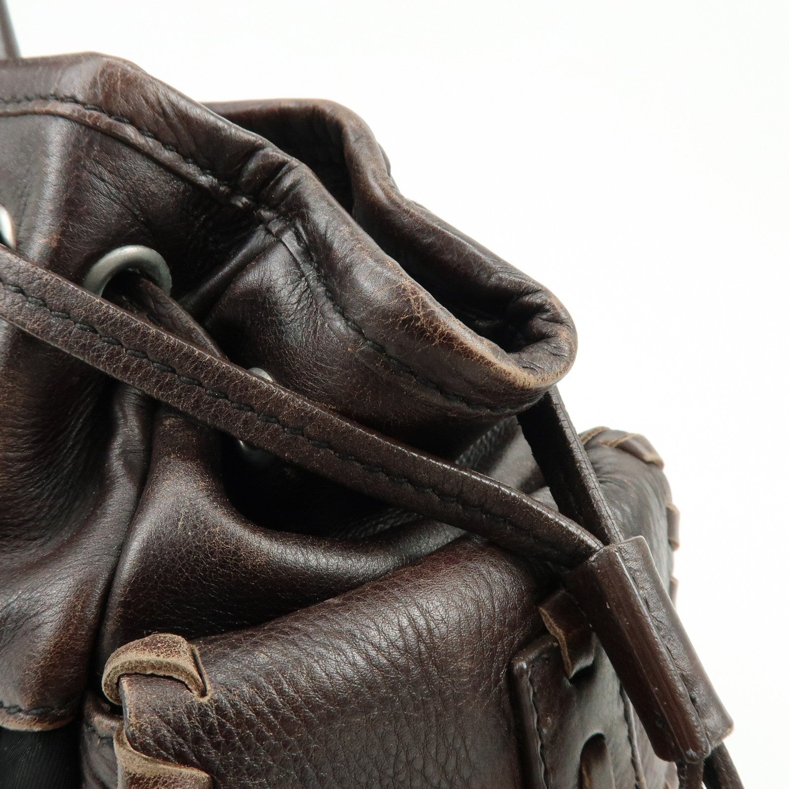 Prada Hand Bag Tote Bag - Brown, Black, Leather, Nylon