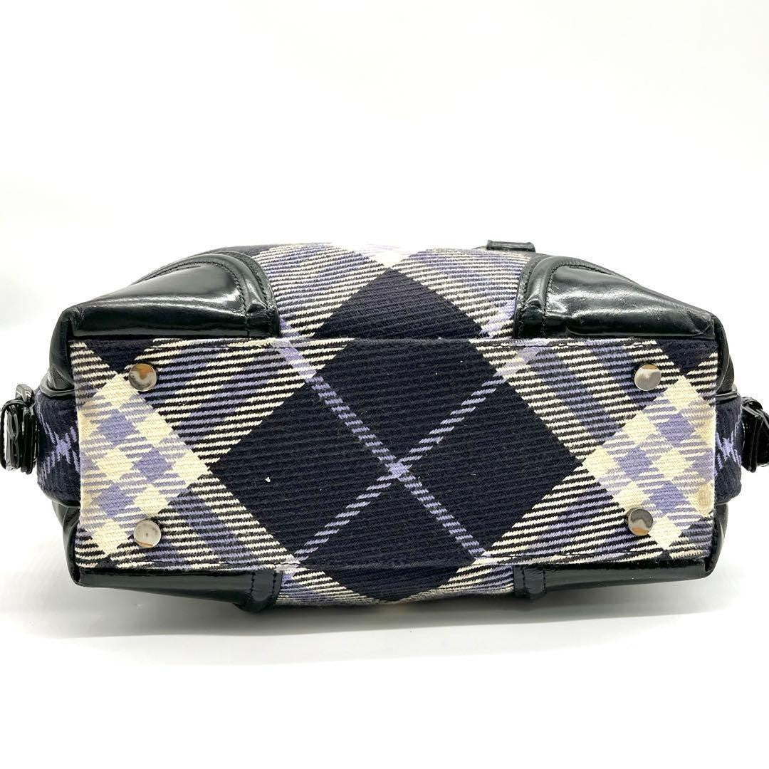 Burberry Blue Label Check Handbag Mini Boston Bag - Multicolor, Canvas, Leather
