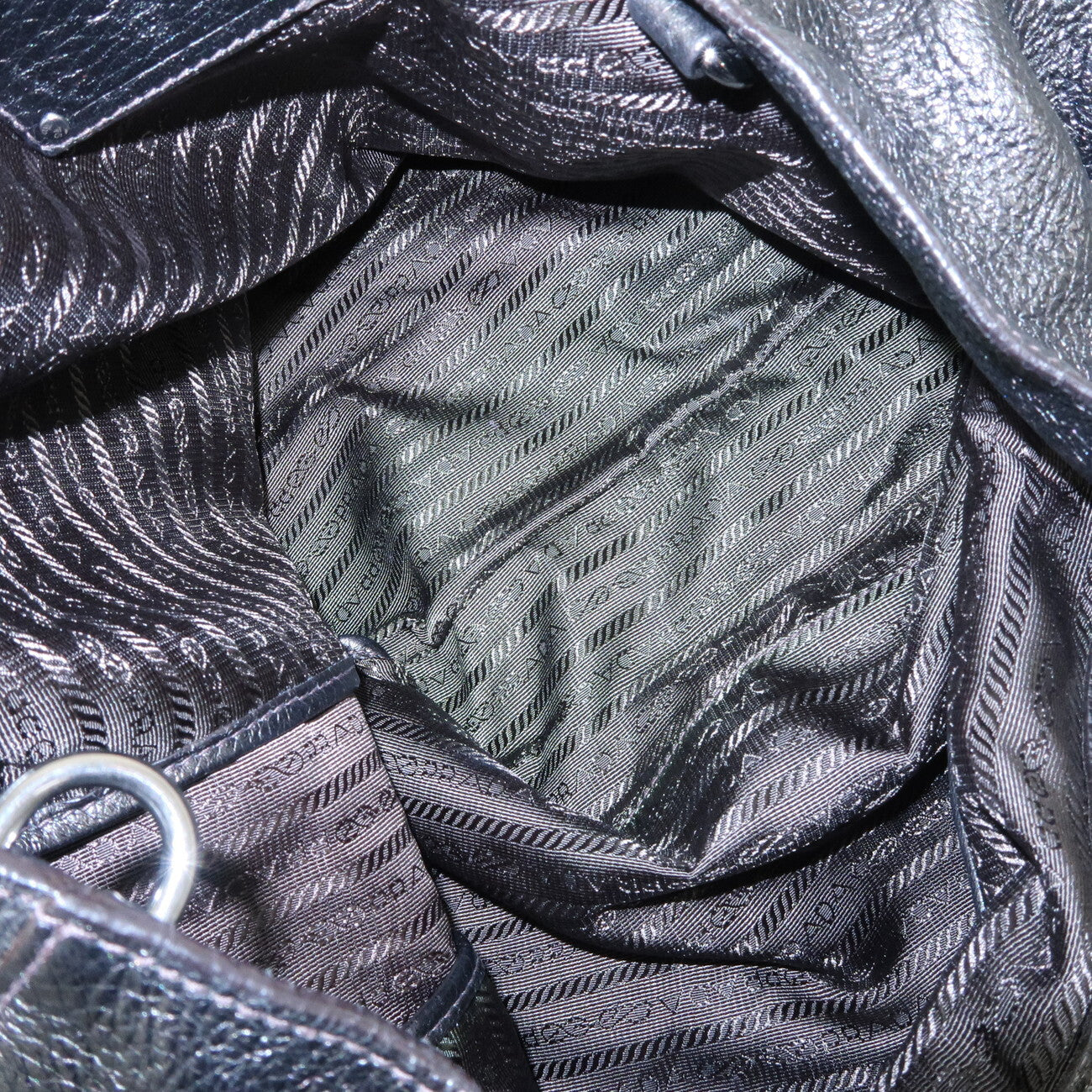 PRADA Leather 2 Way Tote Bag - Metallic Gray, Leather