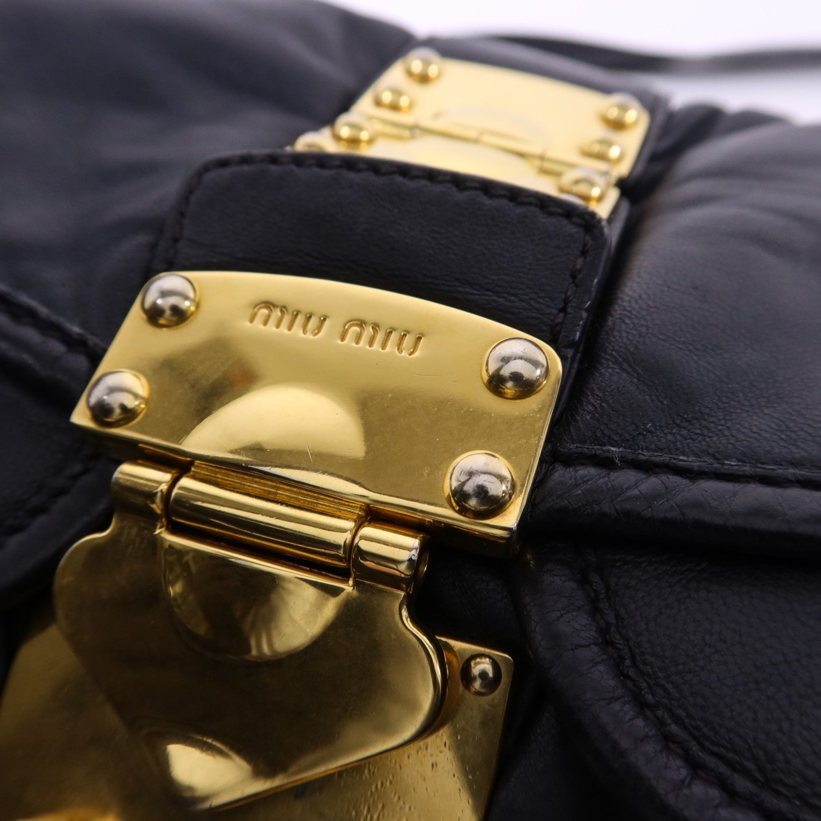 Miu Miu GHW 2 Way Shoulder Bag - Black, Lambskin Leather