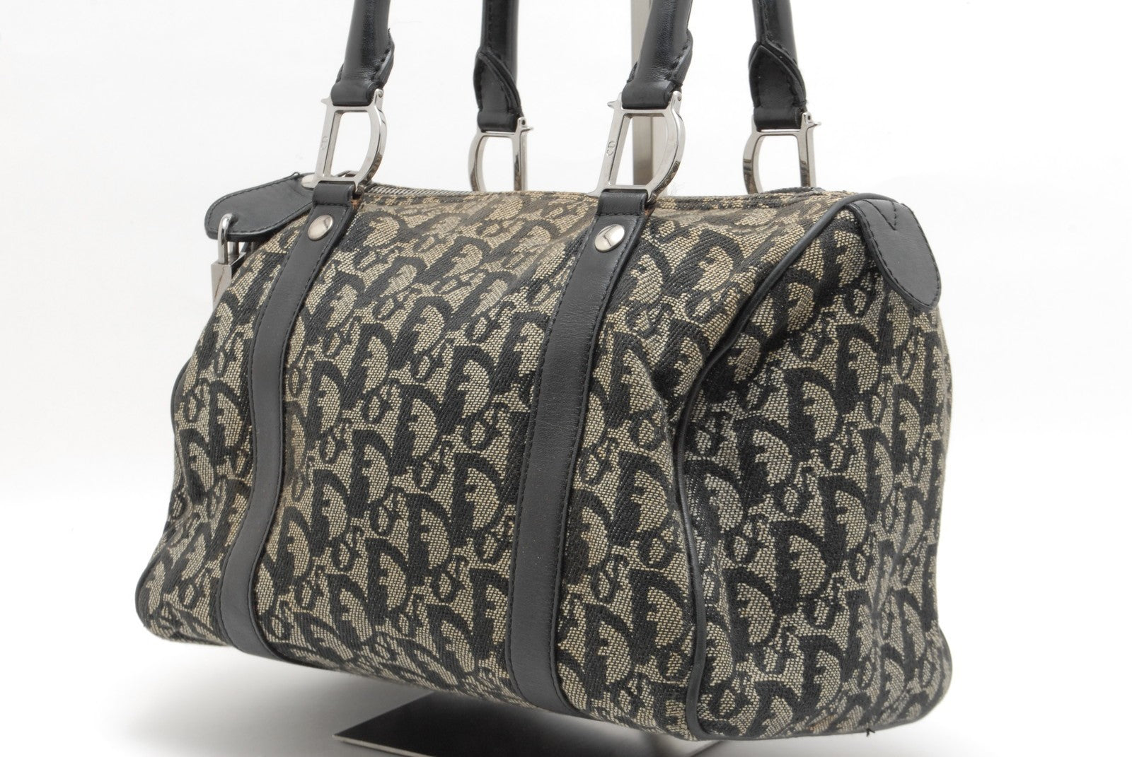 Christian Dior Trotter Boston Bag - Navy Black, Canvas Leather