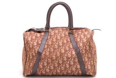 Christian Dior Trotter Boston Hand Bag - Burgundy Red, Canvas