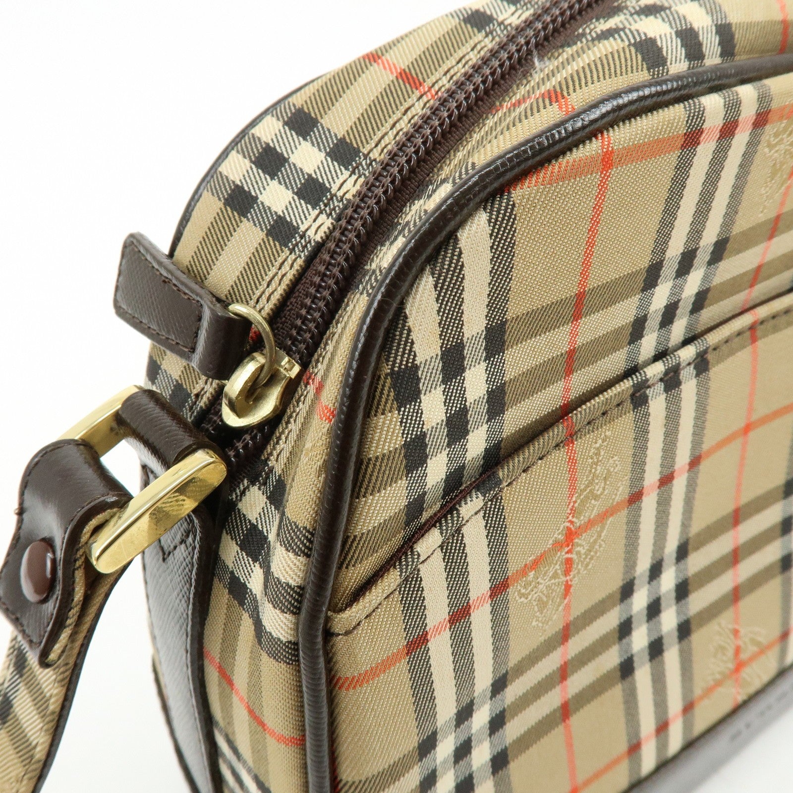 Burberry Nova Plaid Shoulder Crossbody Bag - Beige, Canvas, Leather