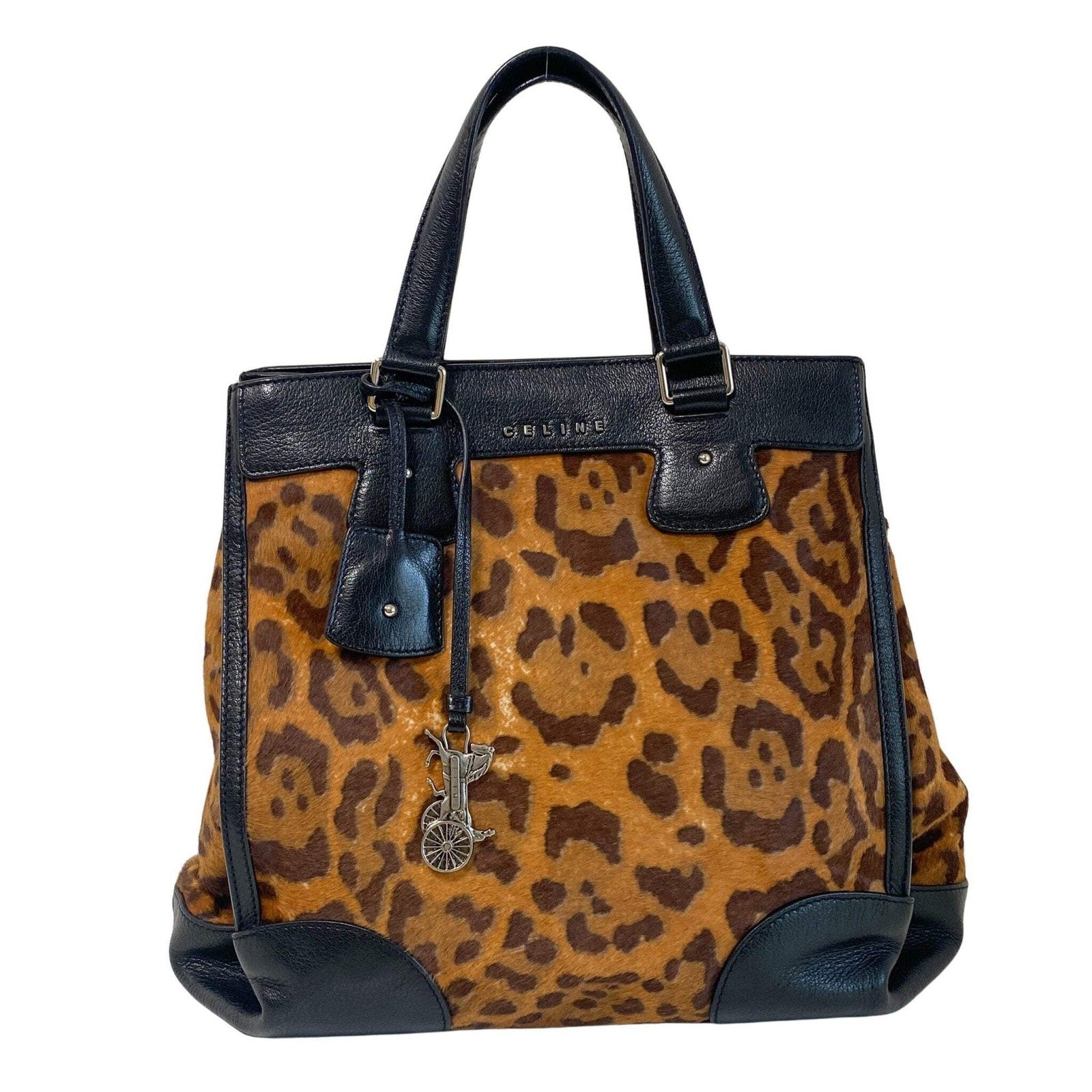 Celine Leopard Top Handle Bag - Brown, Pony Hair