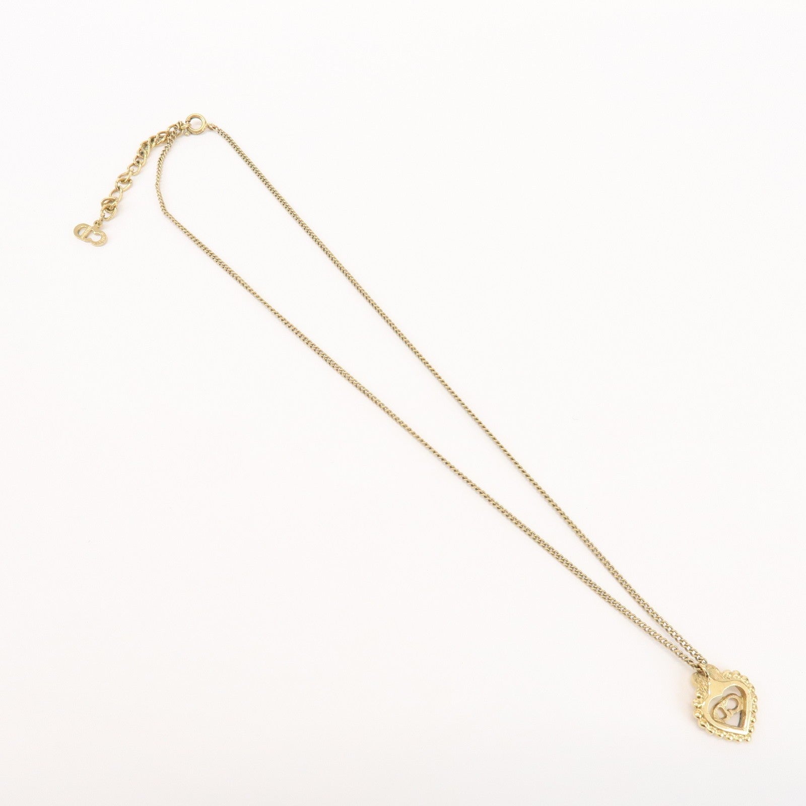 Christian Dior CD Logo Heart Necklace - Gold, Metal