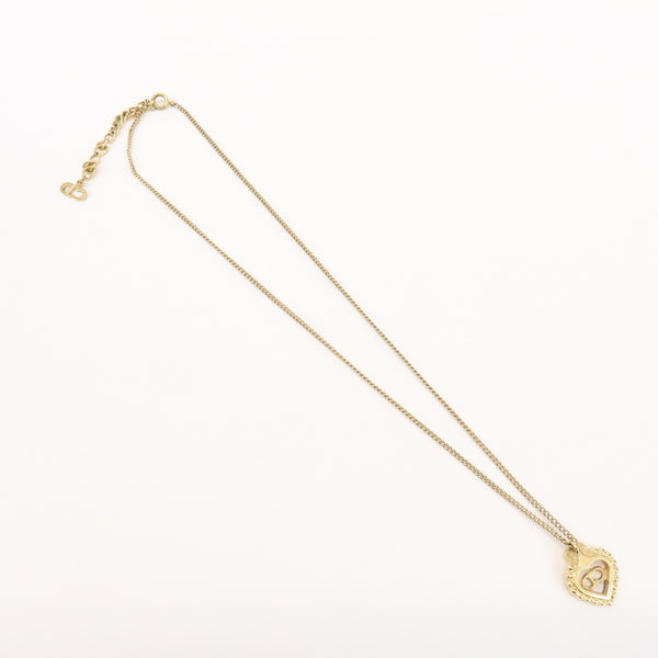 Christian Dior CD Logo Heart Necklace - Gold, Metal 