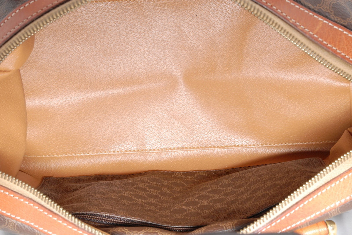 Celine Macadam Boston Handbag - Brown, PVC Leather