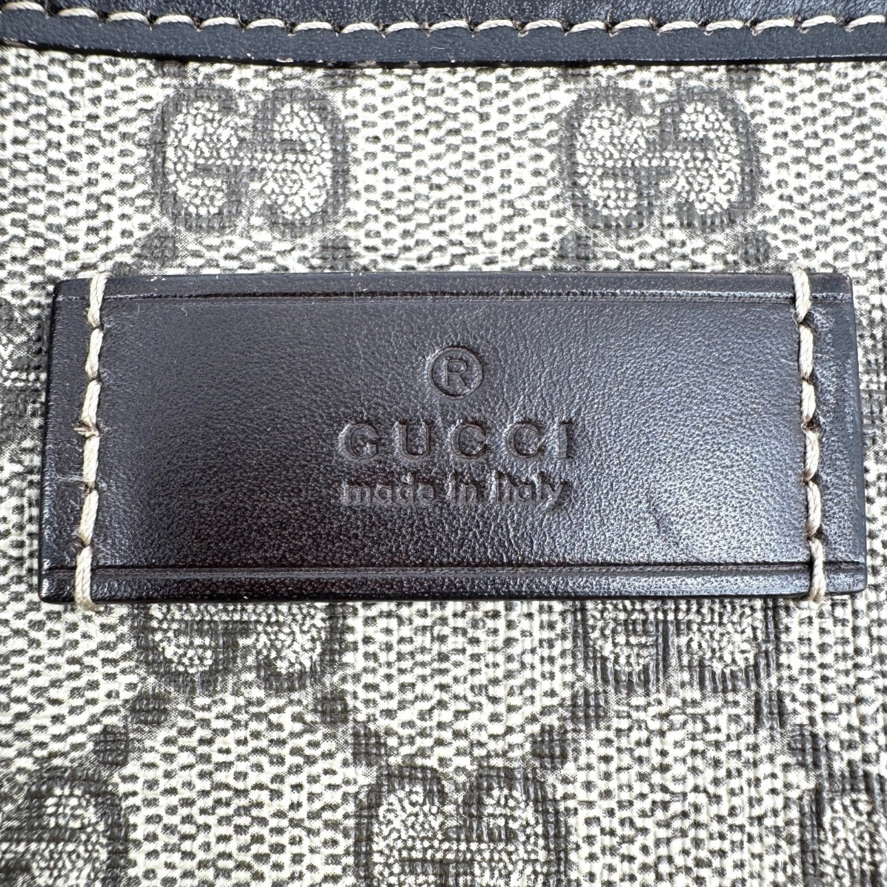 Gucci GG PVC Leather Supreme Tote Shoulder Bag Brown
