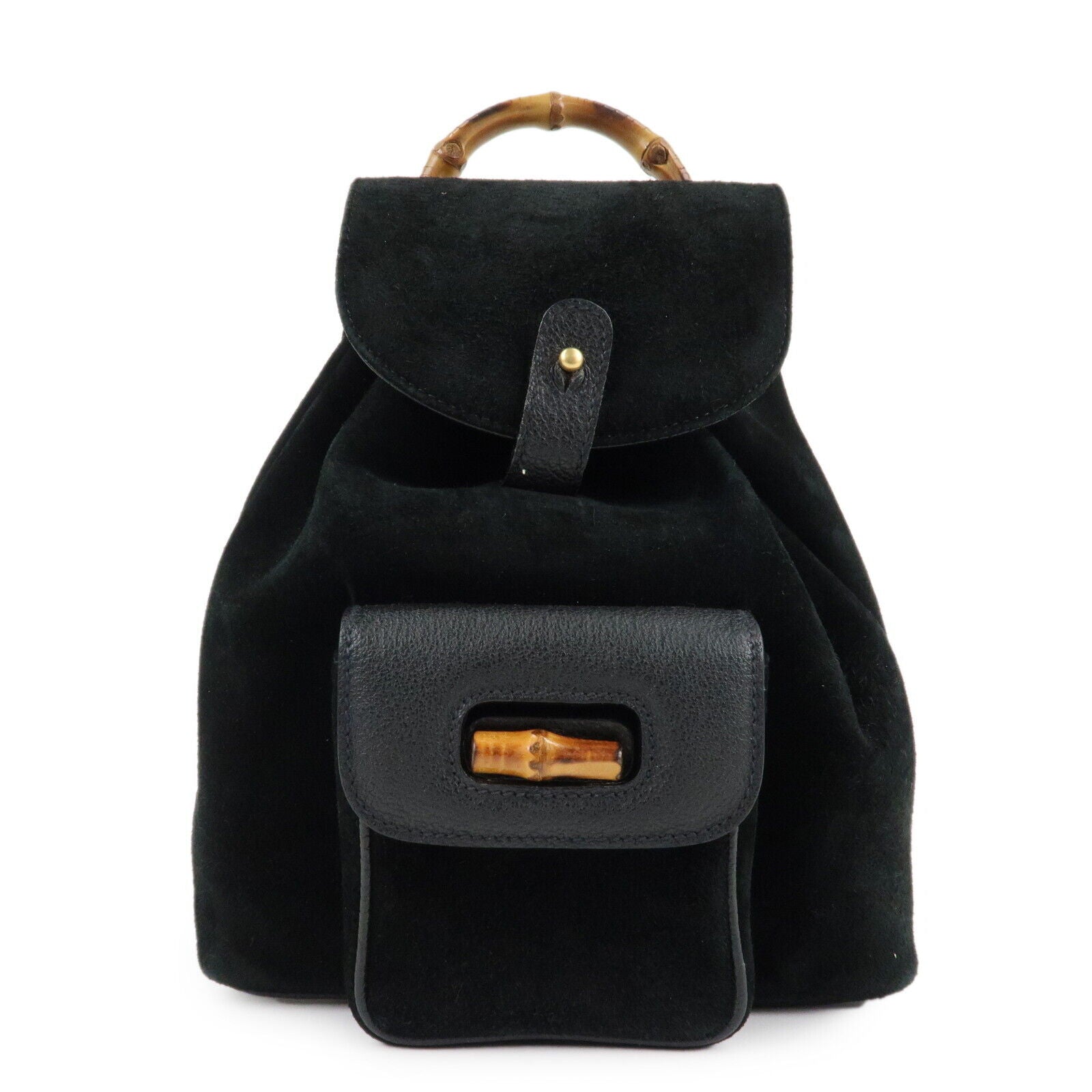 Gucci Bamboo Backpack - Black, Suede, Leather