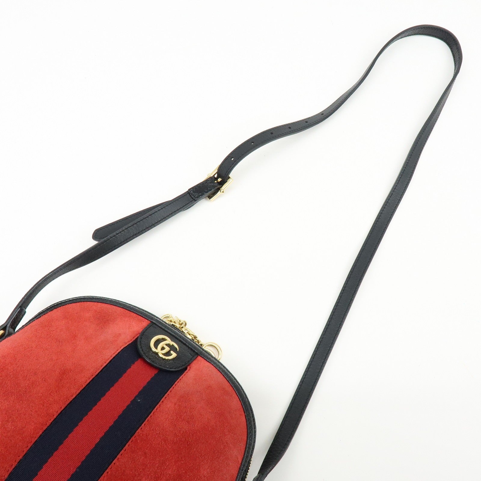 Gucci Suede Shoulder Crossbody Bag - Red Navy, Suede