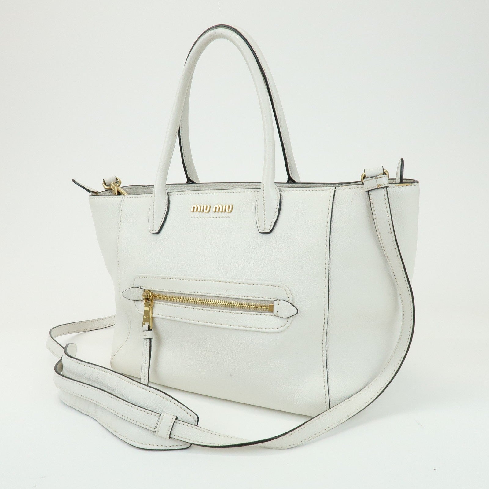 Miu Miu Madras 2Way Hand Bag - White, Leather