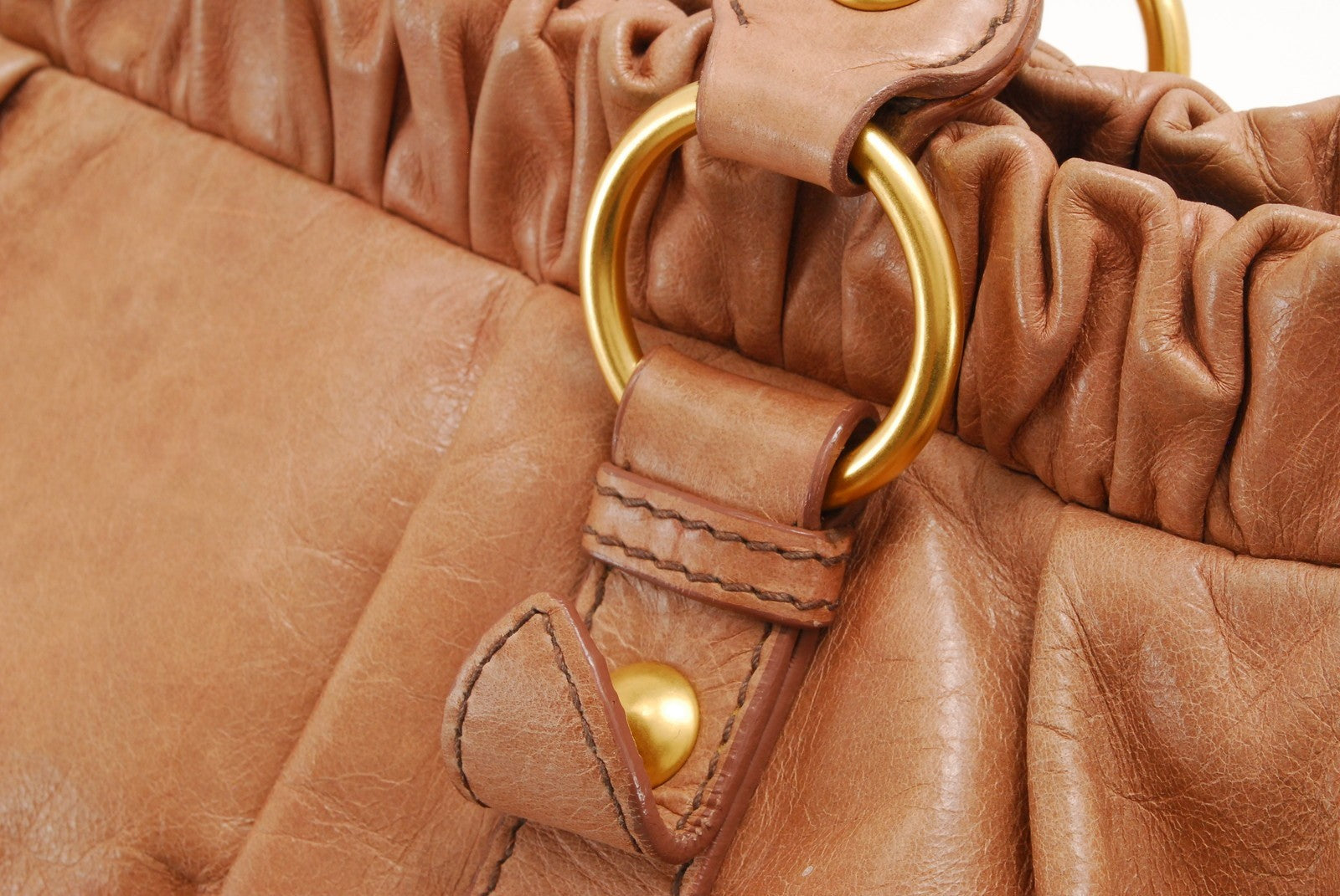 Miu Miu Vitello Lux 2Way Shoulder Tote Bag - Pink Beige, Leather