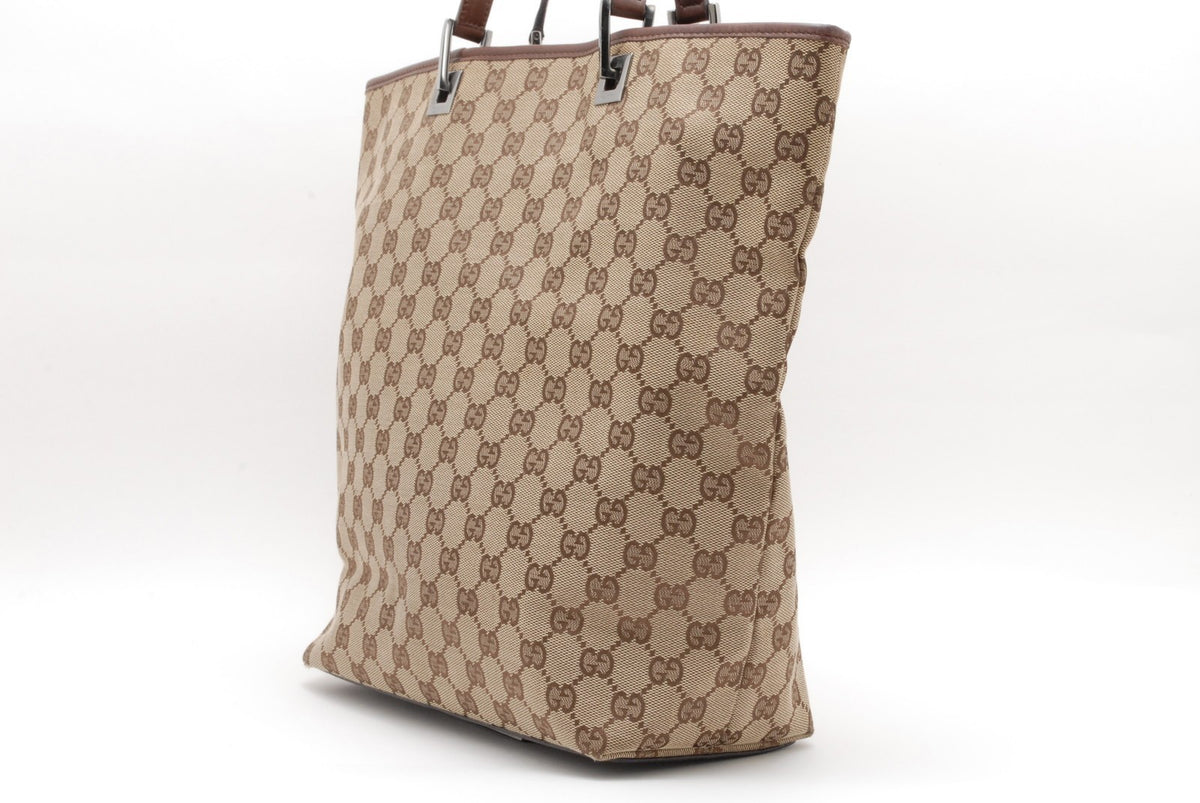Gucci GG Tote Shoulder Bag - Beige Brown, Canvas Leather