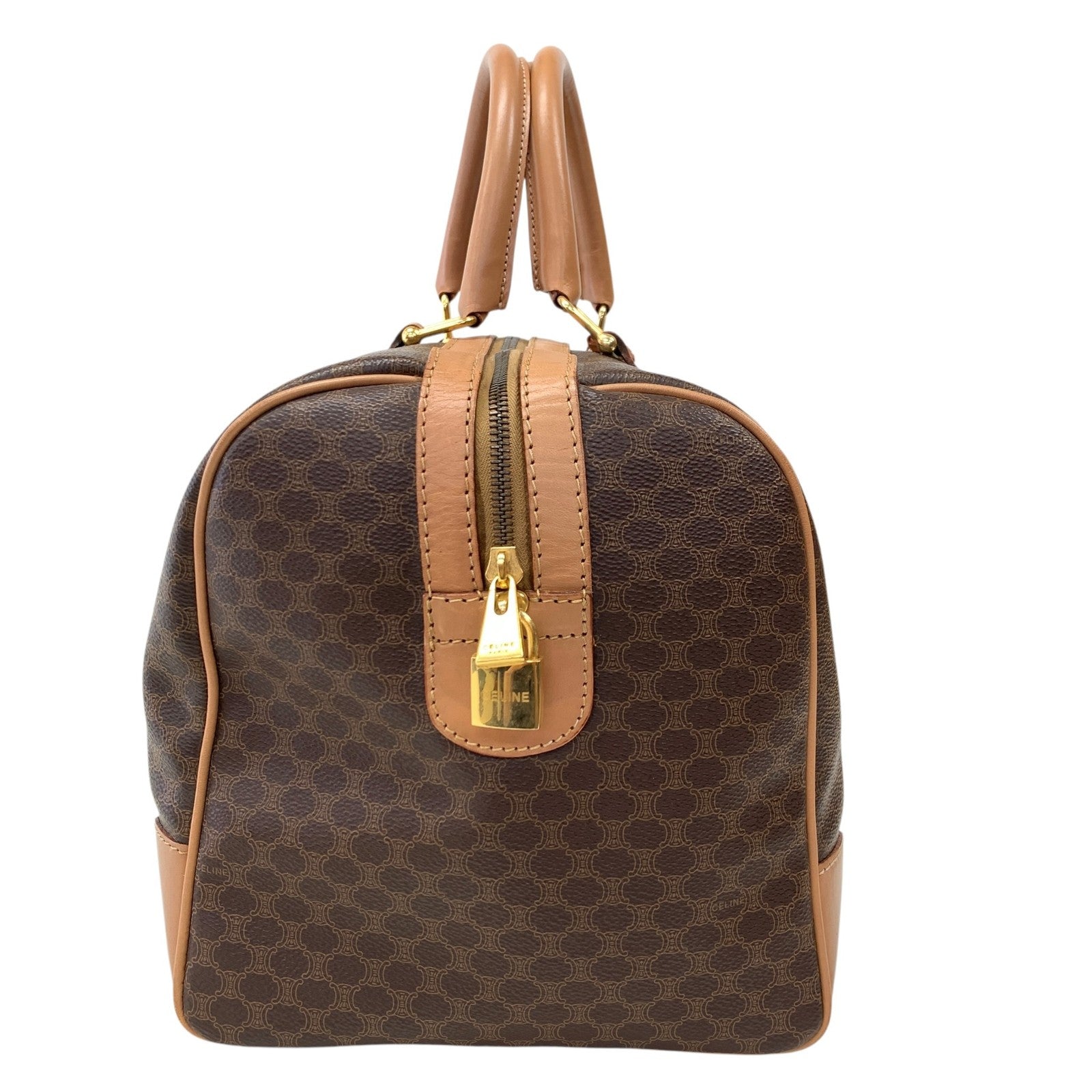 Celine Macadam Large Boston Bag - Brown Beige, Canvas