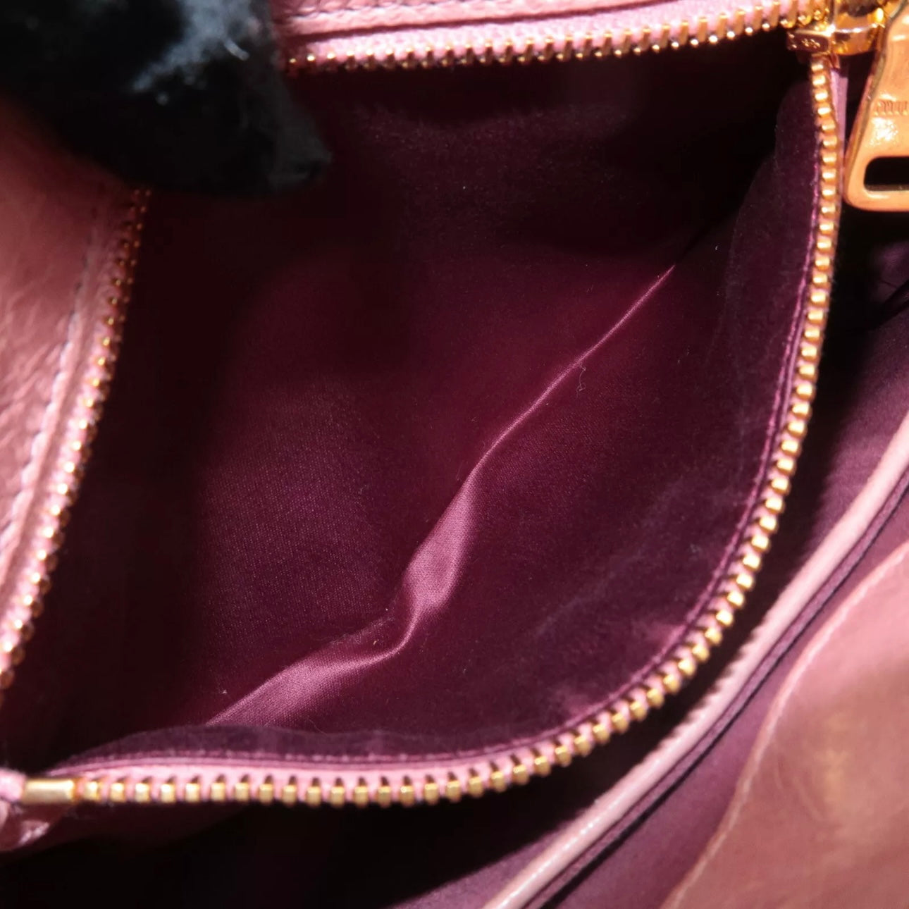 Leather Ribbon Gathered Shoulder Bag Pink