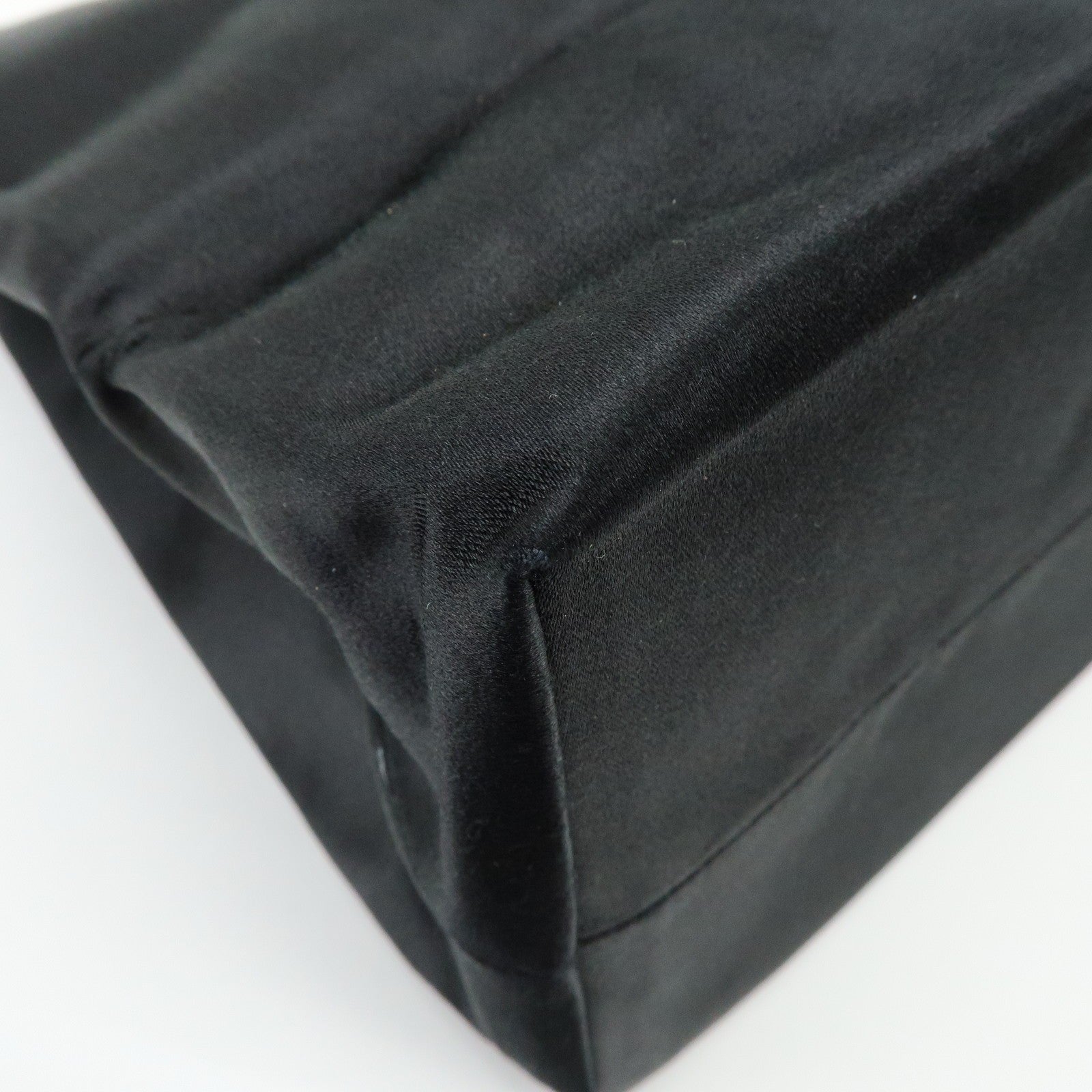 Prada Triangle Logo Tote Hand Bag - Black, Satin