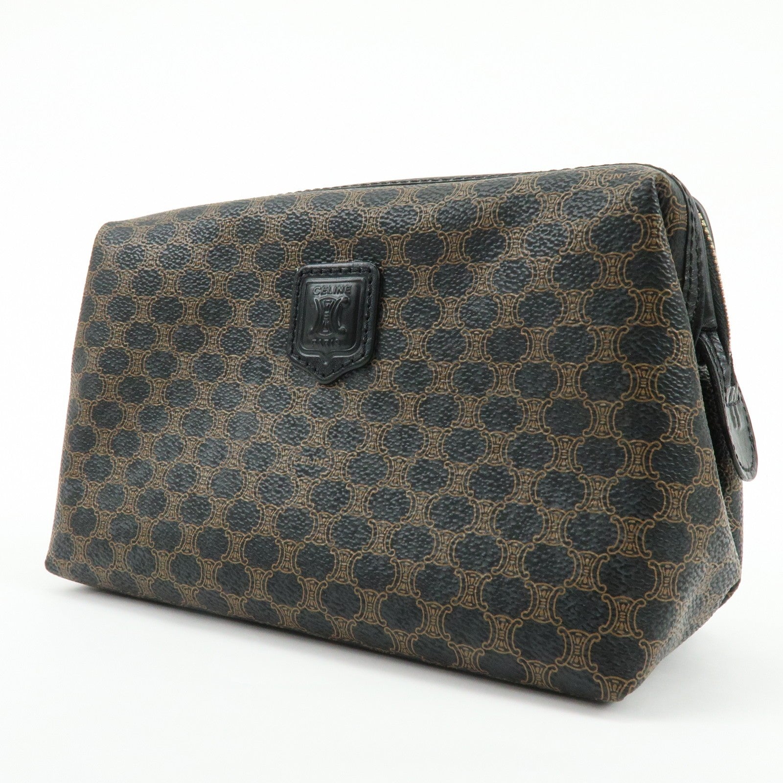 Celine Pouch - Dark Brown, Black, Leather, PVC