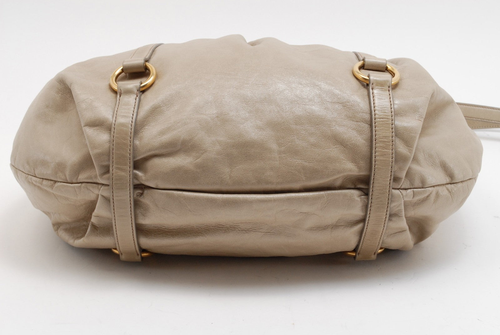 Miu Miu Vitello Lux 2Way Shoulder Tote Bag - Beige, Leather