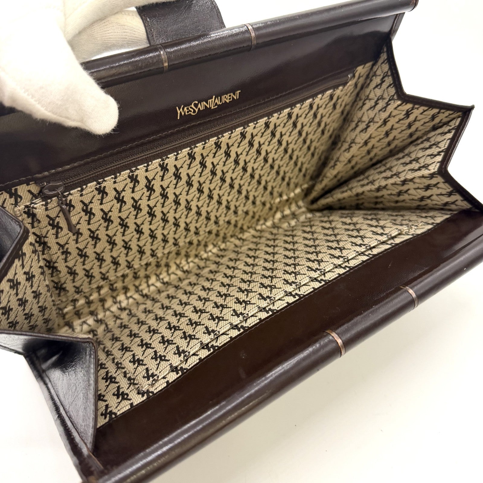 Saint Laurent Clutch Bag - Brown, Leather 