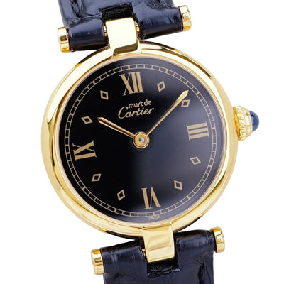 Cartier Vendome Watch - Black, Leather