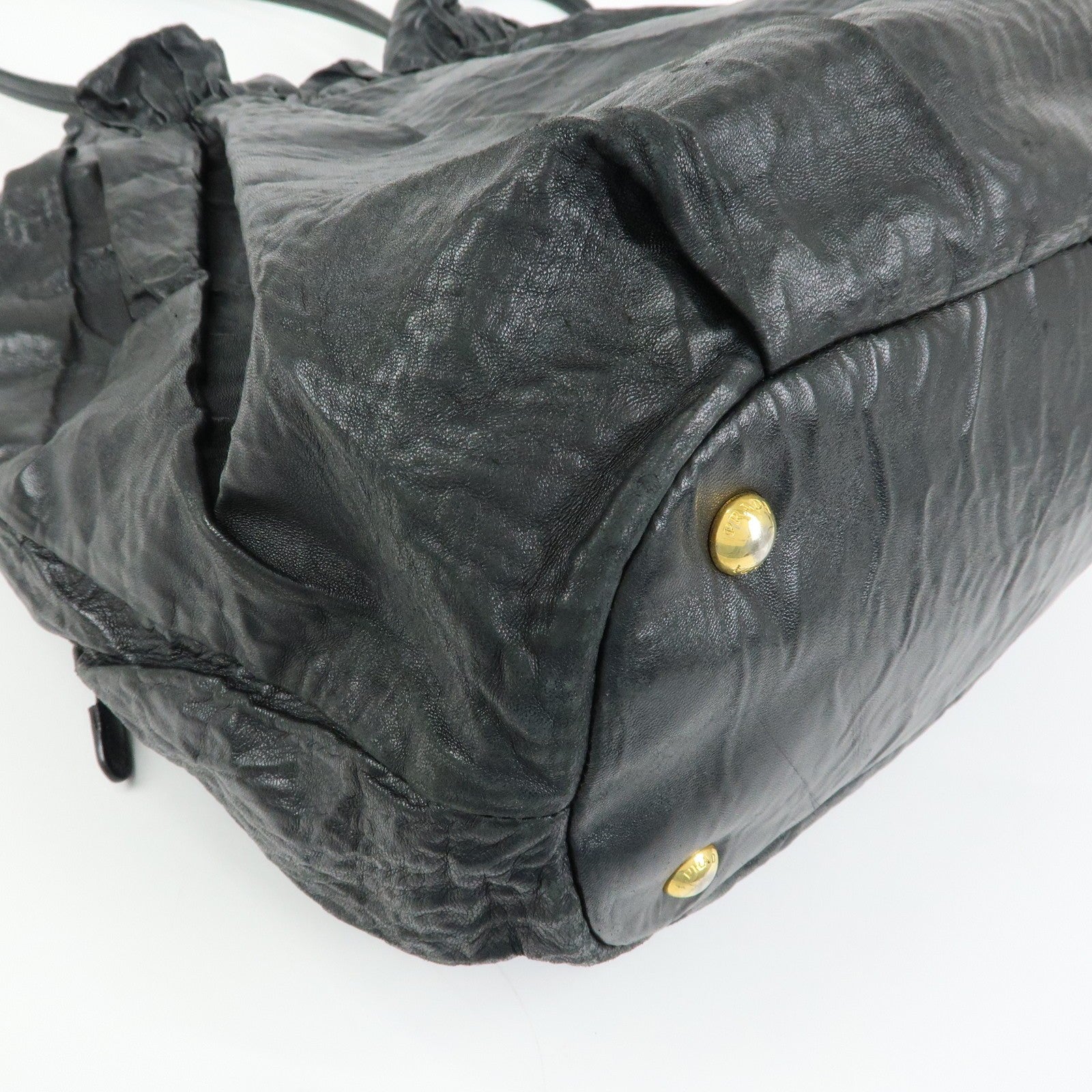 Prada Drawstring Shoulder Bag - Black, Leather 