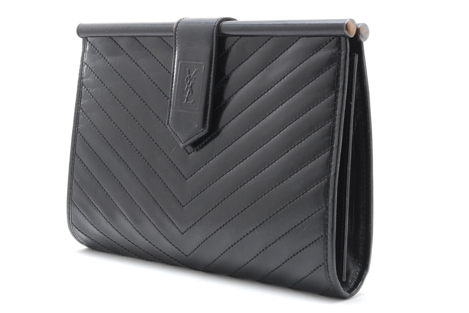Saint Laurent Yves Saint-Laurent Clutch Bag - Black, Leather 