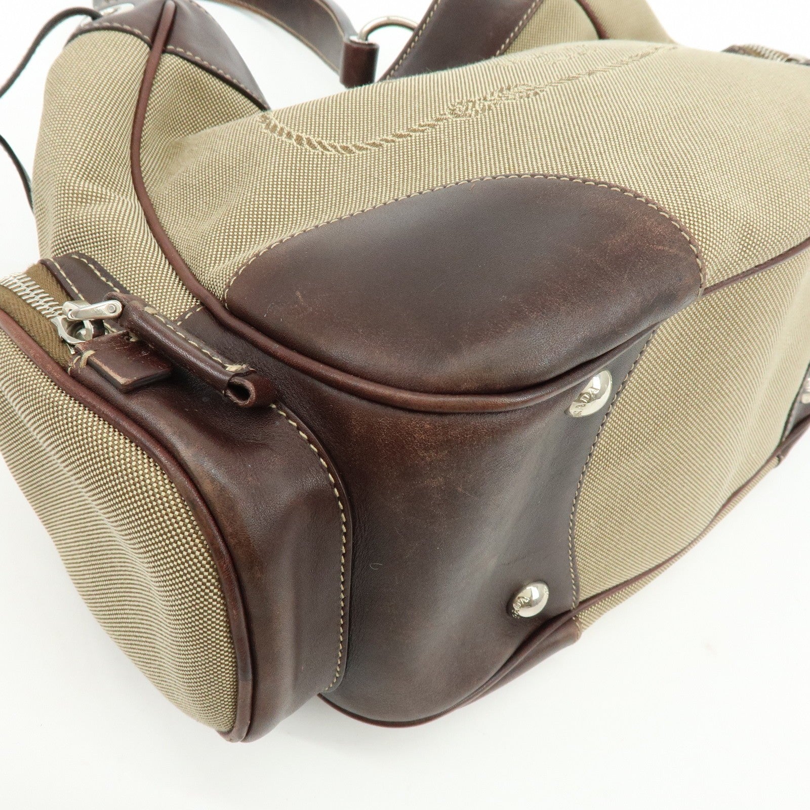 Prada Shoulder Bag - Beige, Canvas Leather